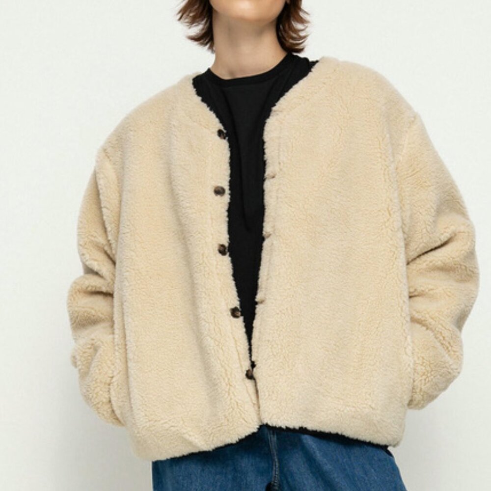 Brixton Sherpa Reversible‎ Insulated Jacket Cream Olive M Cozy Gorpcore Neutral - Picture 11 of 16